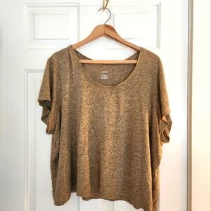 Pure Jill Linen Blend Soft Scoop Neck Tee Size 2x Tan Short Sleeve Minimalist